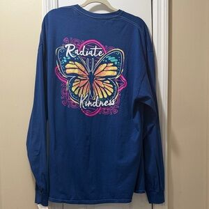 Benny & Belle Blue Long Sleeve Top “ Radiate Kindness “  with Butterfly